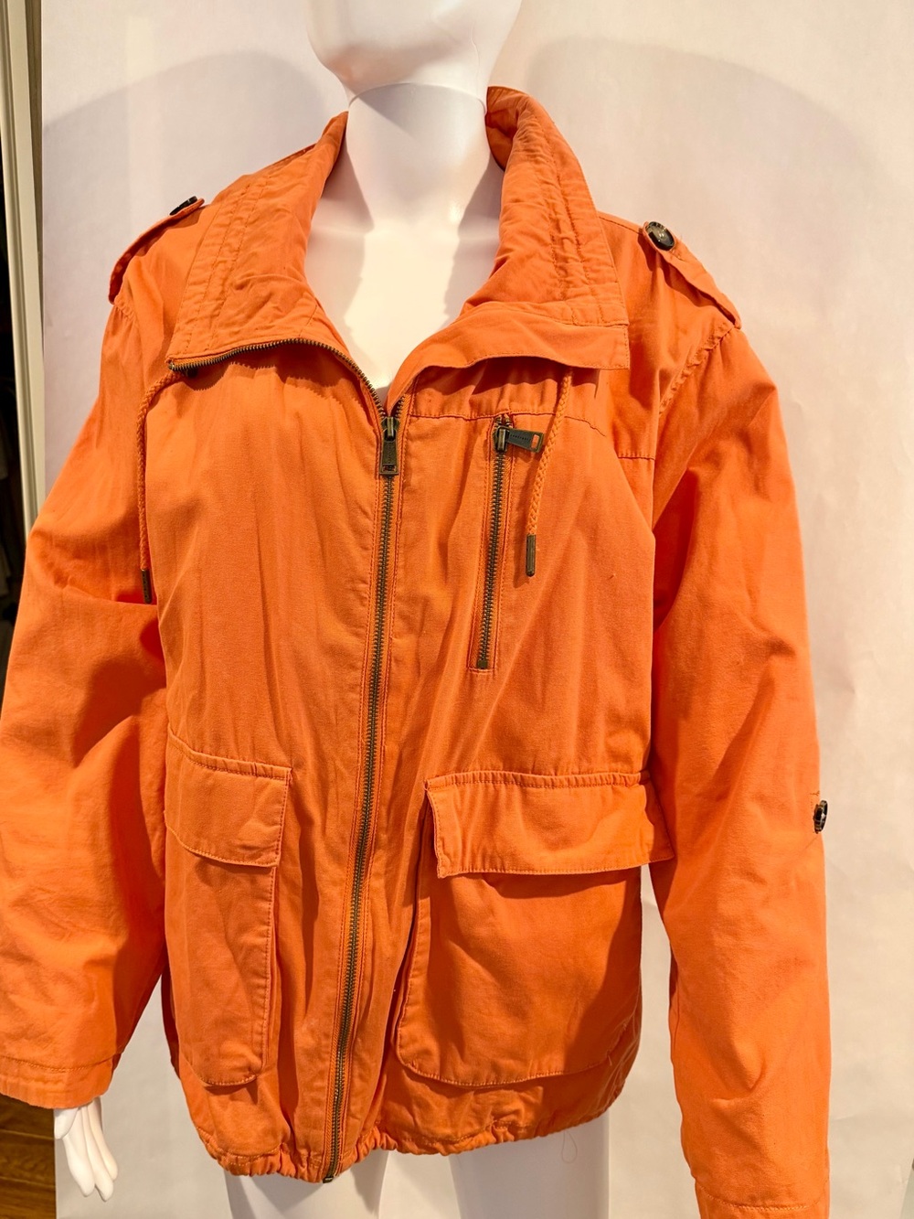 Sanctuary Bright Orange Utility Pea Coat Size L